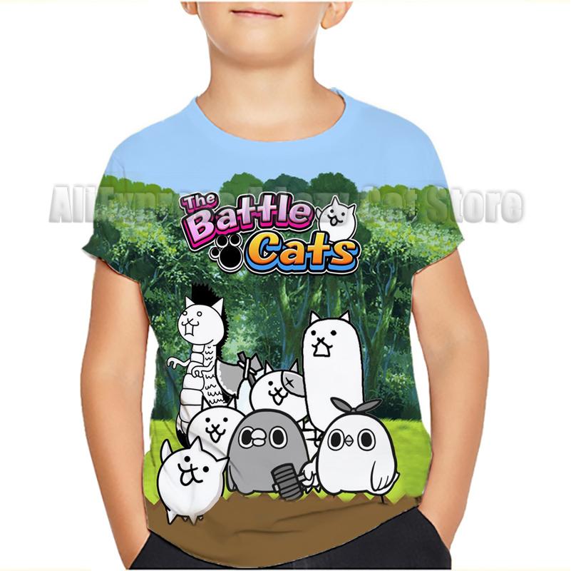 Game The Battle Cats T Shirt Banban Garden O-Neck Tshirt Cartoon Tops Tees Children Anime T-shirt Summer Clothes Camiseta