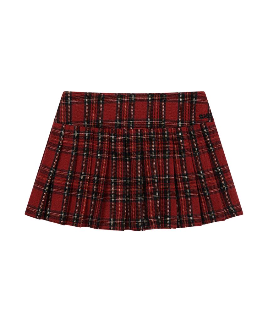 Sunday Fruits Market Sun Pleats Skirt Red Check