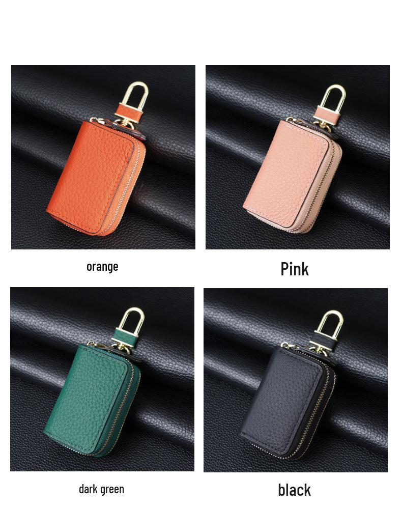 Стильный кожаный держатель для автомобильных ключей Color Block с двойной молнией