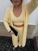 2026 New Cotton Knit Sweater Set for Women 3 Piece Vest Long Pants Long Cardigan Casual Comfortable Breathable