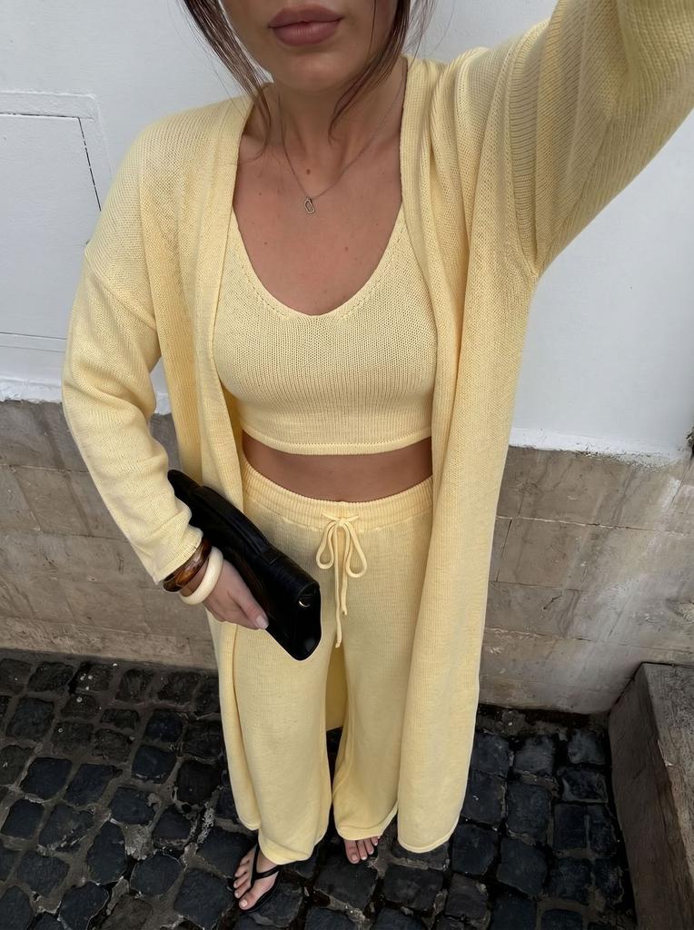 2026 New Cotton Knit Sweater Set for Women 3 Piece Vest Long Pants Long Cardigan Casual Comfortable Breathable