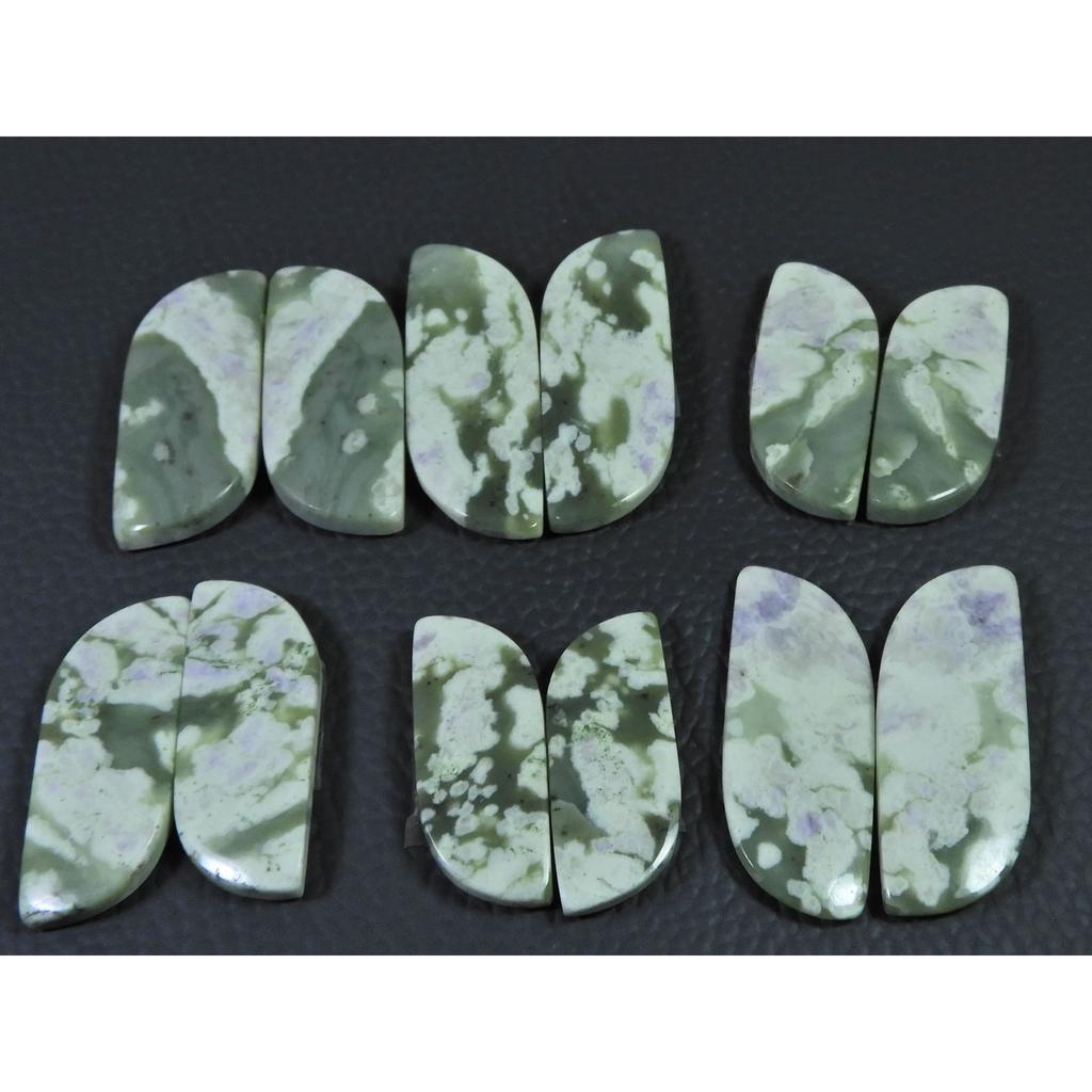 27-36 MM Natural Peace Jade Matched Pair Fancy Cabochon Gemstone 6 Pair Lot C-773