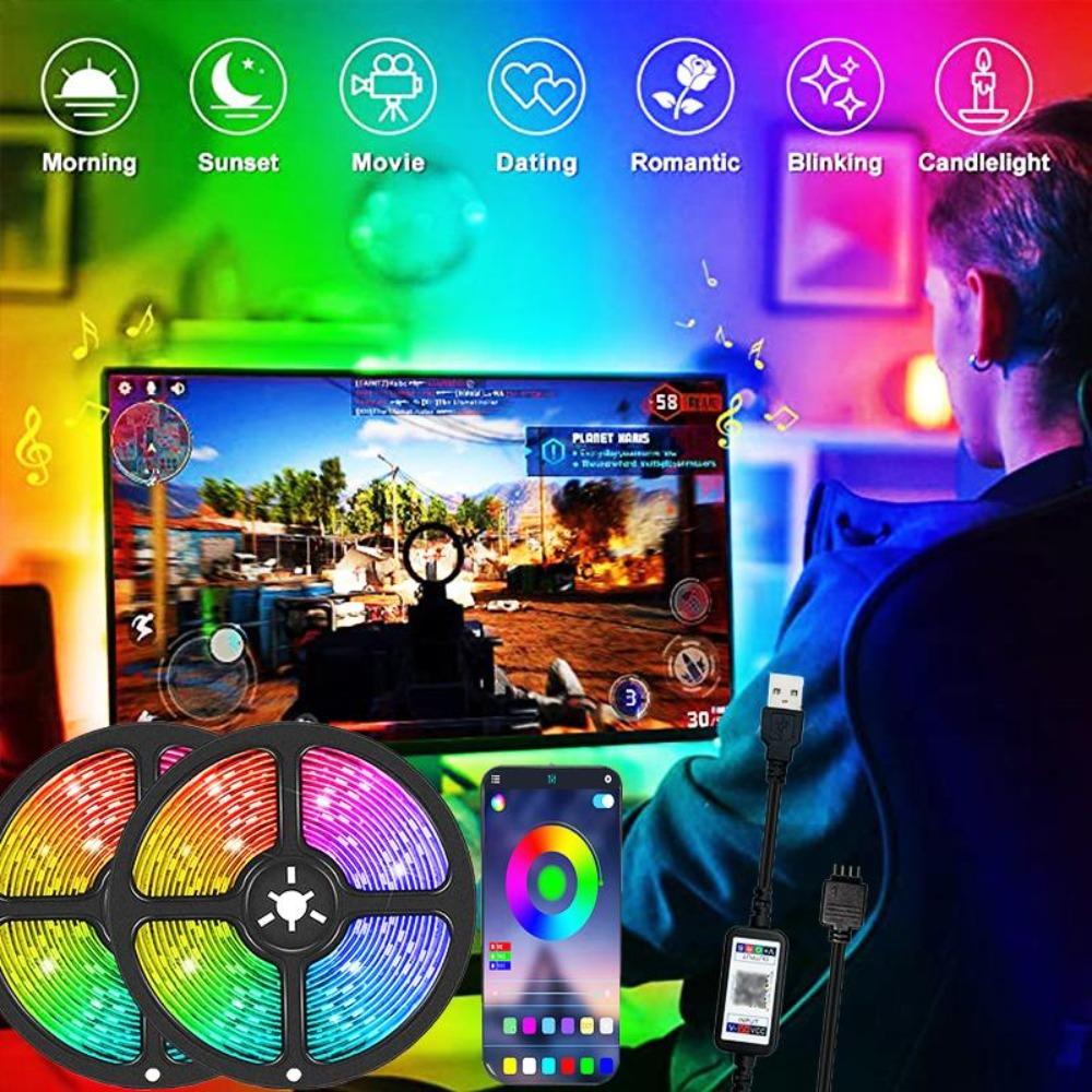 RGB светодиодная лента SMD 5050 USB управление через приложение Bluetooth гибкая лента диодная лента для подсветки ТВ, гостиной, спальни