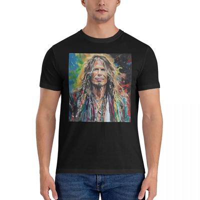 Футболки с акриловой росписью СТИВЕН ТАЙЛЕР Aerosmith Смешная футболка Короткая унисекс футболка