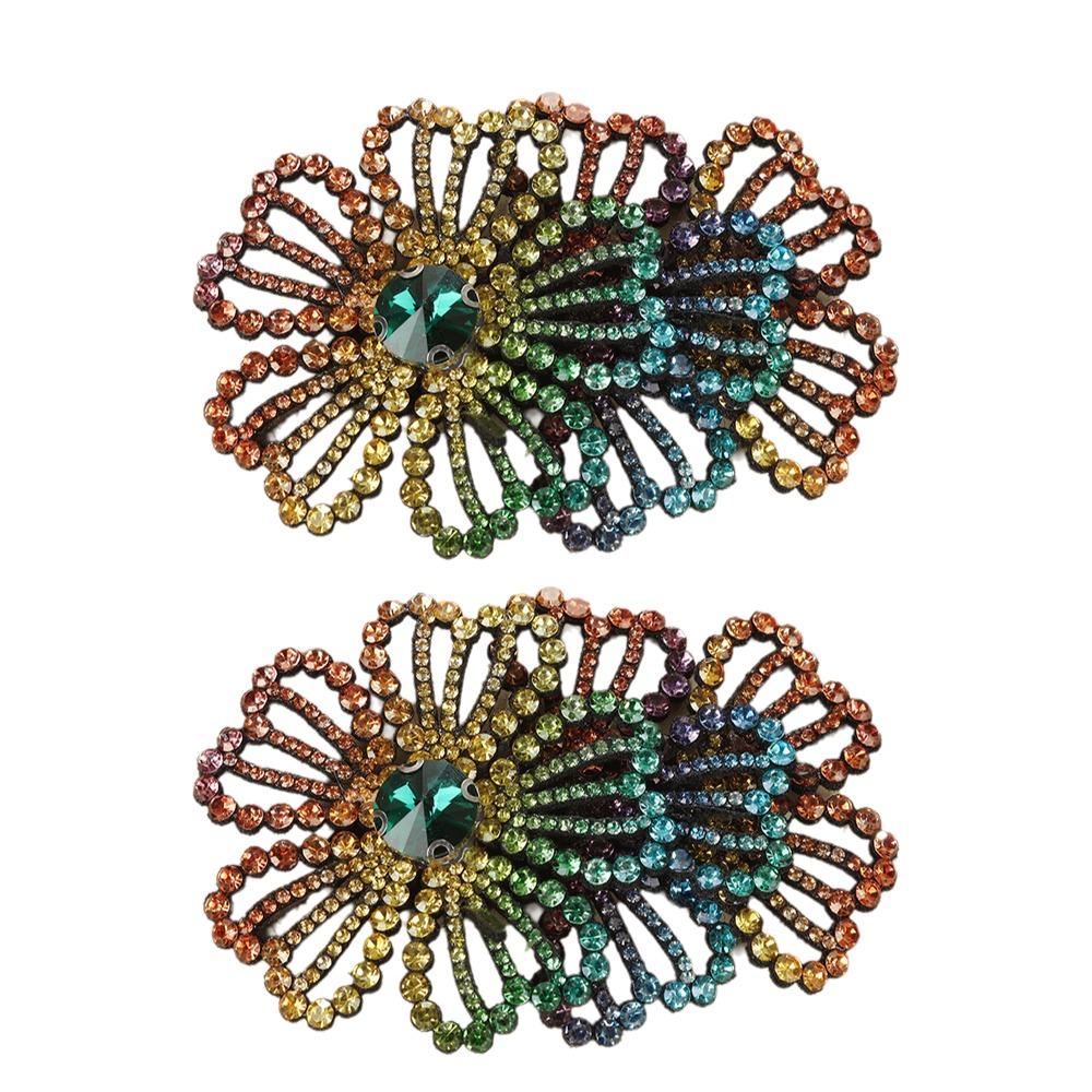 1Pairs Sparkling Flower Brooch Fabrics 3D Sew-On Applique Headband Accessories Fabrics