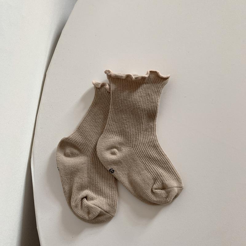 Детские короткие носки без ножек без ножек из чистого хлопка со свободным ртом и деревянным краем уха для мальчиков, средние носки-трубочки для девочек, кружевные носки для младенцев, носки