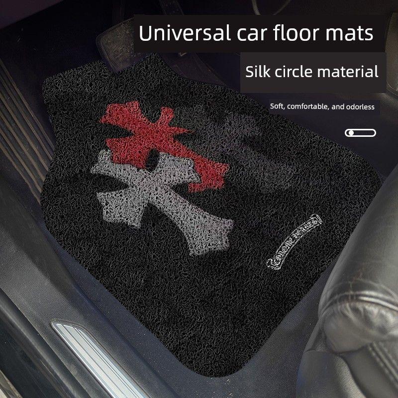 Cartoon Car Floor Mats, Universal Type for Driver and Passenger, Single-Piece Integrated Mat, Dirt-Resistant, Anti-Slip Car Mat, Upper Layer Carpet
