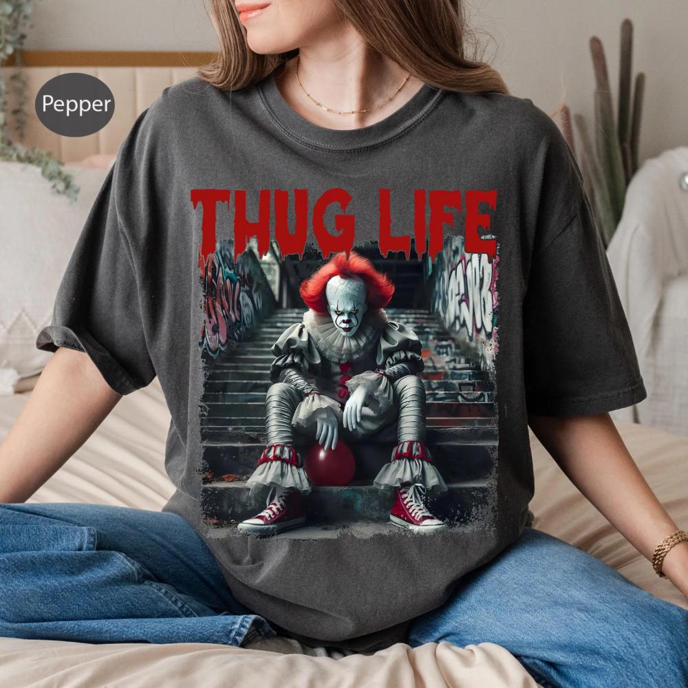 Thug Life Horror Movie Scary T Shirt Horror Friend Shirt Characters Trendy T Shirt Clothing Graphic Short Sleeve Shirt Unisex