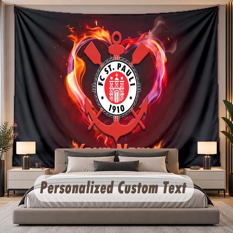 Custom Name Text Tapestry FC St. Pauli Personalized Polyester Wall Tapestry For Bedroom And Room