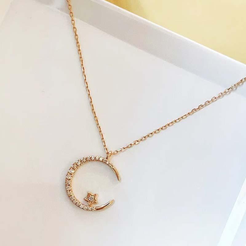 Star and Moon Zircon Pendant Necklace