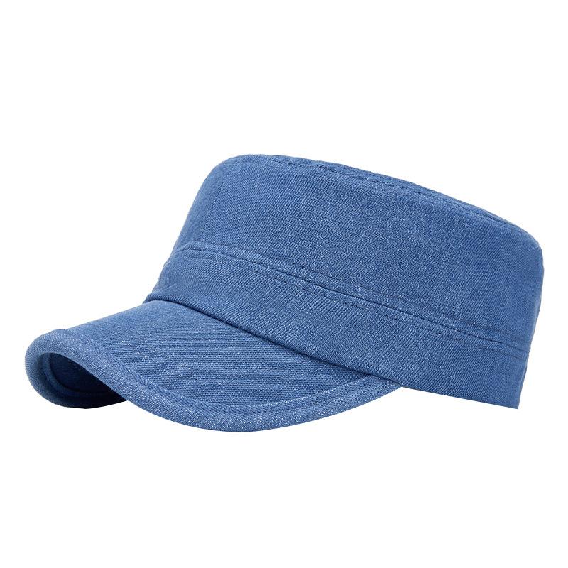 Men's light board denim flat top military hat simple versatile cap women's fashion outdoor visor equestrian hat