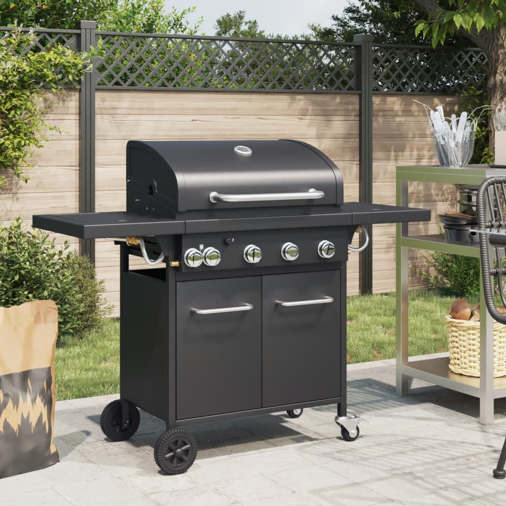 5 Burner Gas Grill in Black Powder Coated Steel