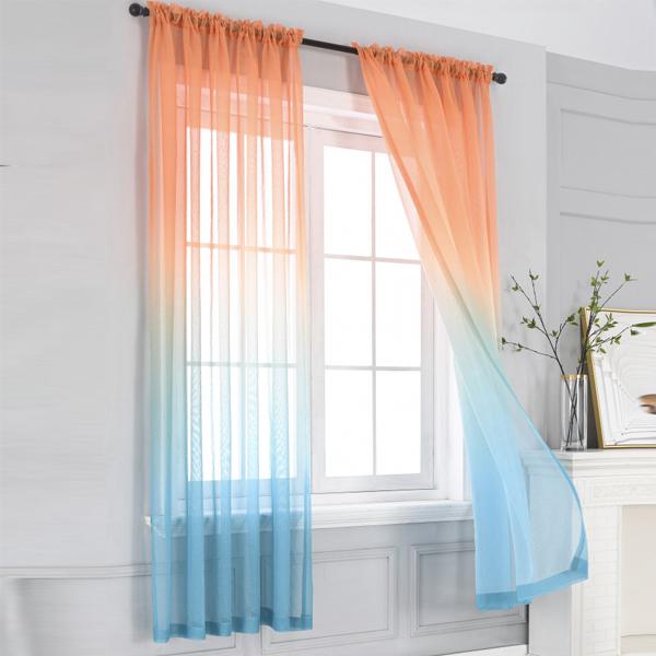Современные градиентные цветные оконные тюлевые шторы для гостиной, спальни, занавески из органзы, вуали, украшения отеля, синие прозрачные шторы