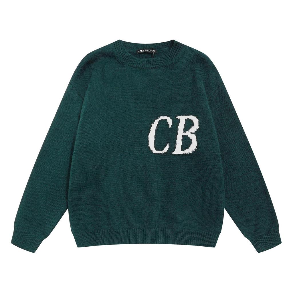 Унисекс Минималистичная Худи Cole Buxton с Жаккардовым Узором из Ниток с Буквами CB - Осенне-Зимний Свободный Повседневный Пуловер