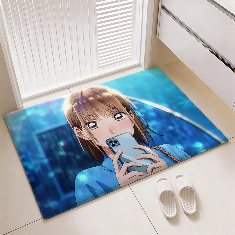 Romantic Sports Anime B-Blue Boxs Floor Mat Soft Thickened Flannel Door Mat Non-Slip Living Room Rug Home Decor