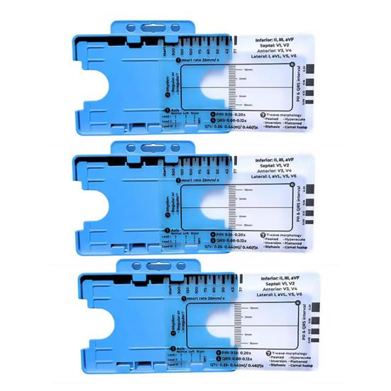 Прозрачная 7-ступенчатая линейка, измерительный инструмент, компактный дизайн, портативный карманный справочник для интерпретации ЭКГ, инструмент для оценки