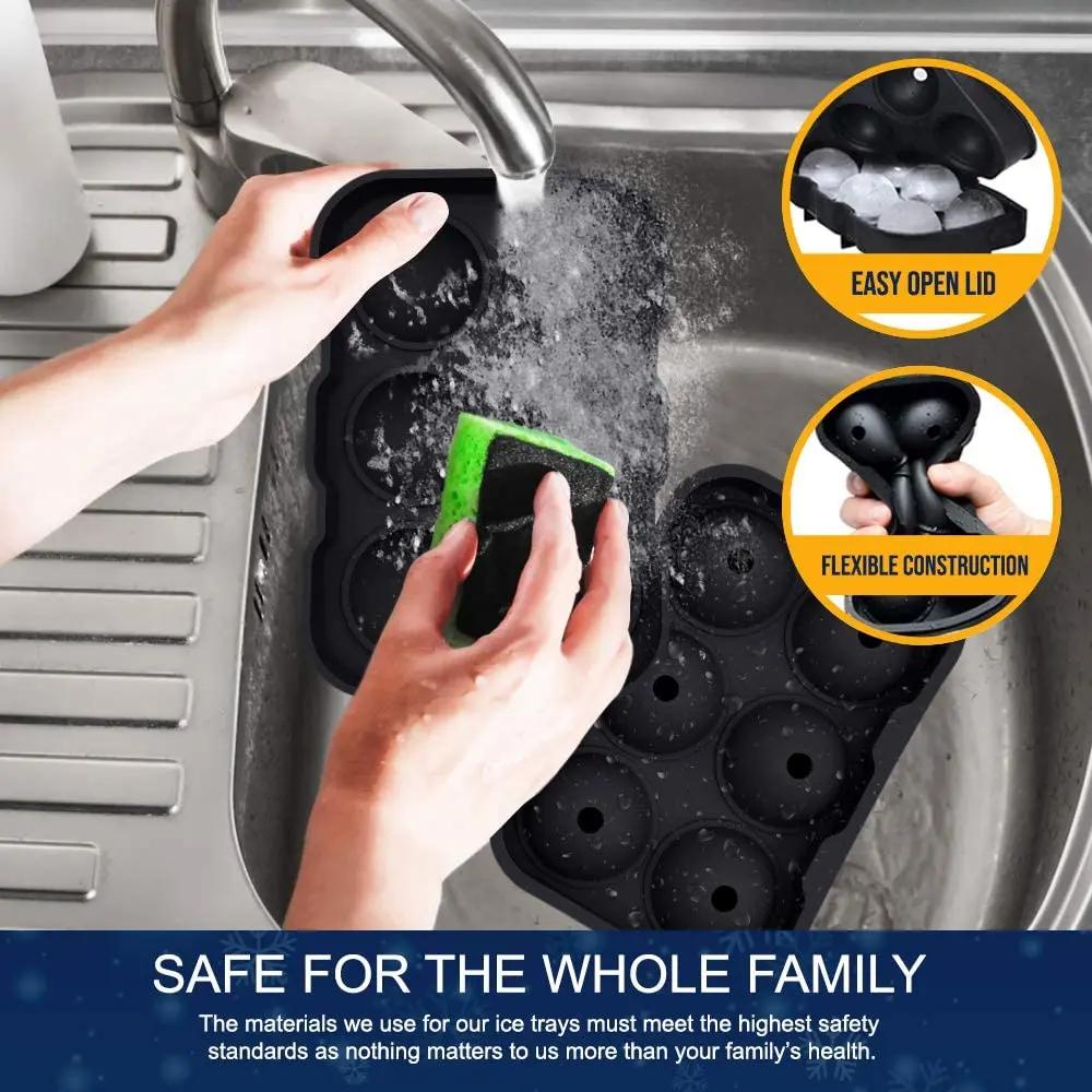 2/4/6 Spheres Ice Ball Maker Mold Food Grade Silicone Ice Cream Mold Easy Release Ice Cube Tray For Cocktails Whiskey Cold Drink