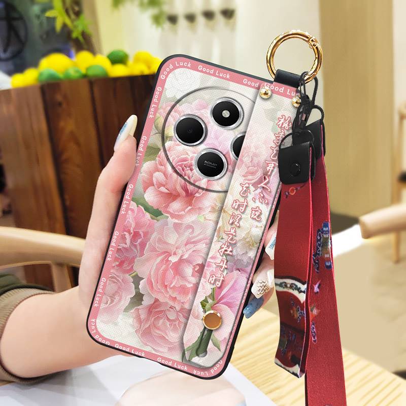 Waterproof Elderly lady Phone Case For Redmi A4 5G For Mom Wrist Strap Silicone Protective Soft case Phone Holder Ring