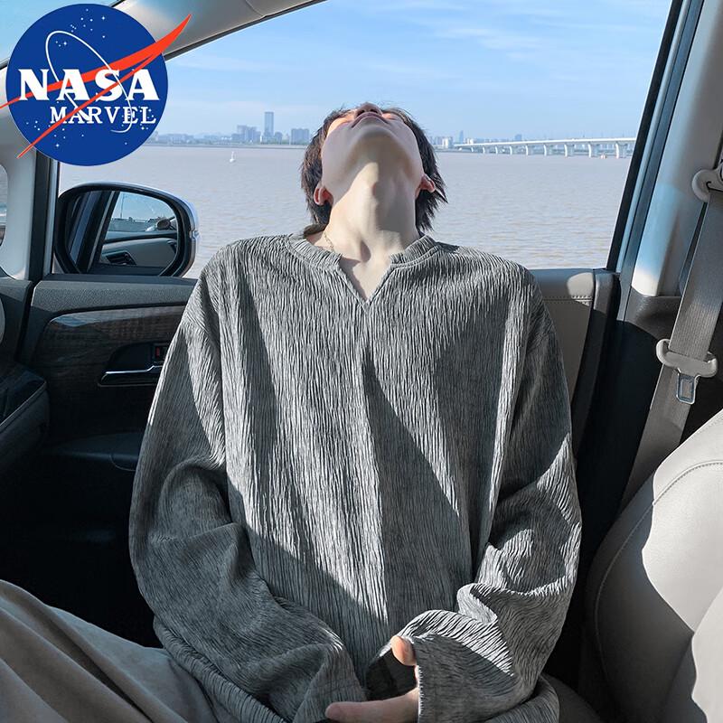 Мужская футболка с длинным рукавом и V-образным вырезом NASA MARVEL