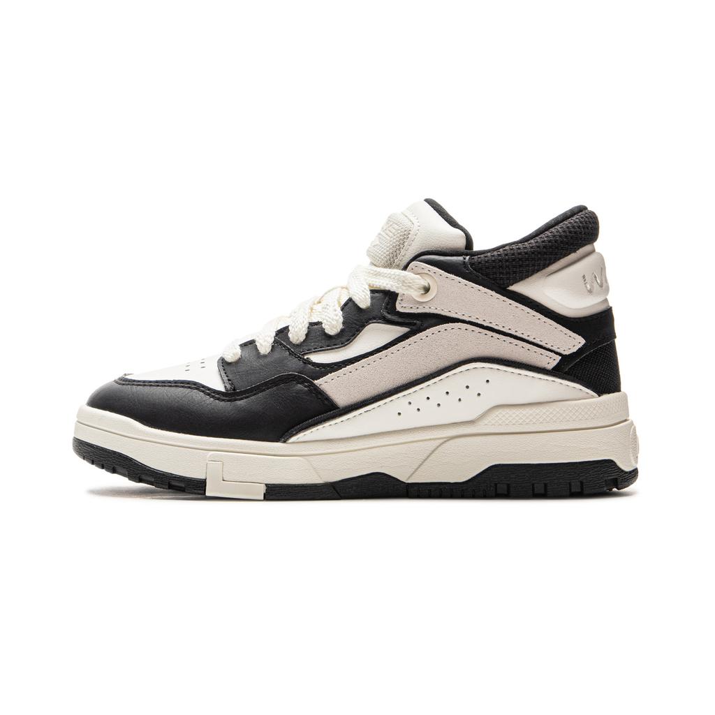Li Ning Wave MID FLEECE Термозащитные Скользкие и Износостойкие Ботинки для Скейтборда Женские Черно-Белые AGCU160-2