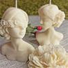 3D Eye Closed Girl Candle Silicone Mold Flower Rose Blindfold Beauty Scent Soap Young Braid Woman Body Plaster Statues Decorate