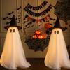 Halloween Outdoor Standing Ghost Decoration Light Up Spooky Ghost with Witch Hat