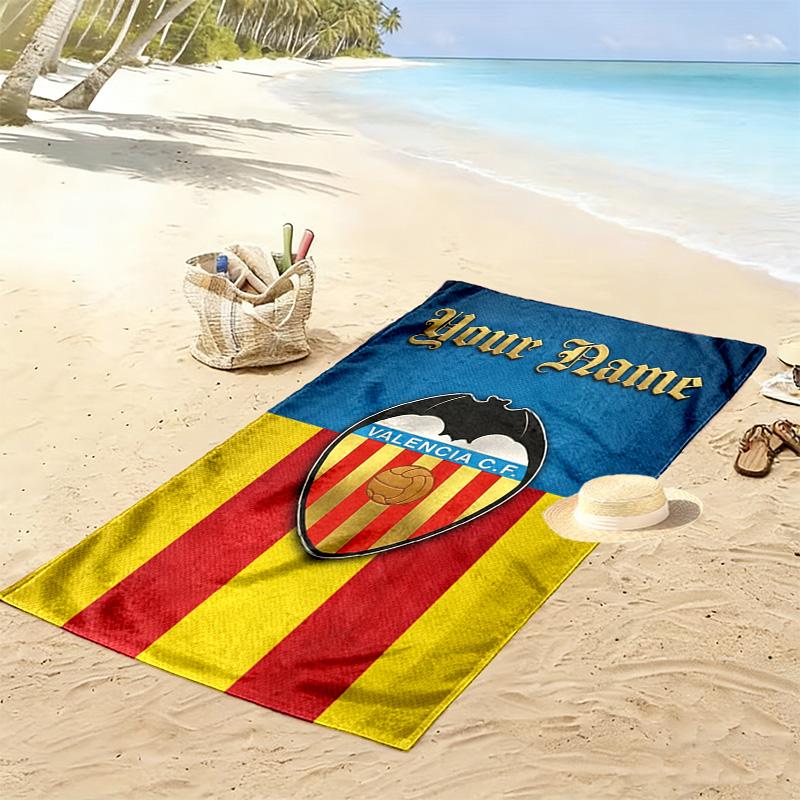 Name Custom Valencia CF Print Beach Towel, Large Soft Quick Dry Towel for Beach Camping Swimming