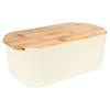 Cream bread box with bamboo board 33x18.5x12 cm