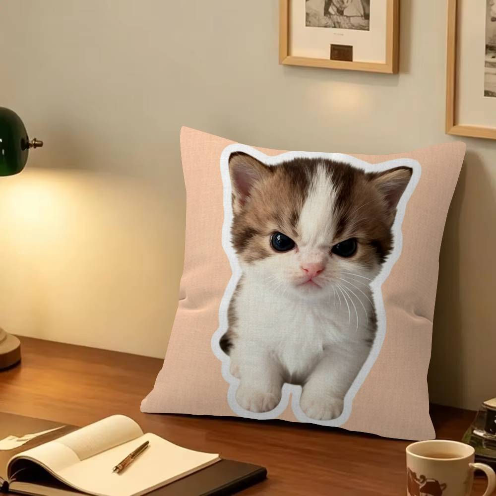 Kawaii Cat fun Cushion Cover Pillowcase Upholstery Sofa Throw Pillow Home Decor Pillowcas
