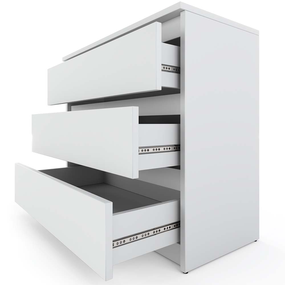 White Chest of Drawers 80 CM 3S TV Cabinet Furniture for Living Room Bedroom Loft
