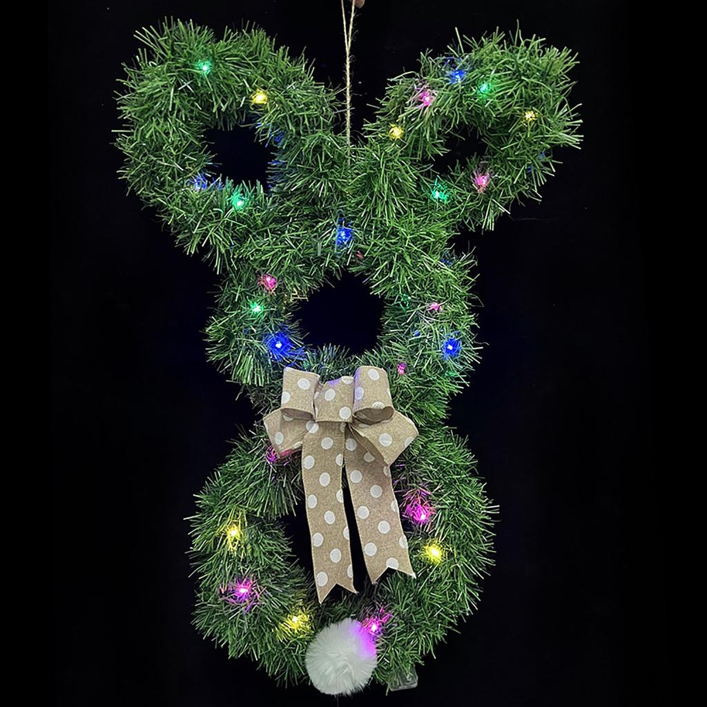 Easter Bunny-Themed Wreath Hanging Ornament. Cartoon Tail Faux Door Decoration