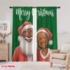 2pcs,2D plane printing Curtains Black Santa Claus & Mrs Polyester (without rod) All Seasons for Living Room & Kitchen Decor
