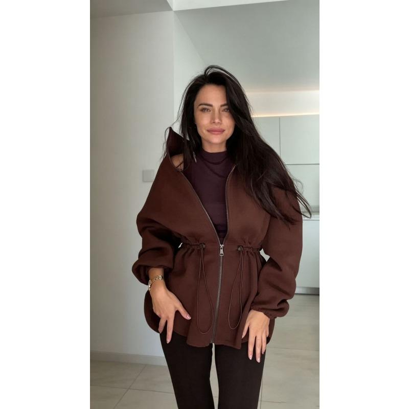 Women S Long Sleeve Zip Up Stand Collar Slim Fit Jacket Autumn Winter