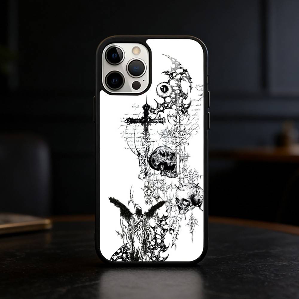 Готический Кибер Сигил Глаза Черепа Чехол для Телефона для iPhone 17/16/15/14/13/12/Plus/Pro/Max с Поддержкой Магнитной Беспроводной Зарядки