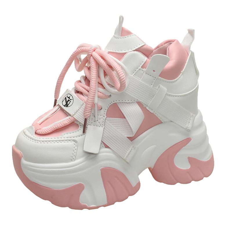 Мода 10,5 см Летние женские сетчатые кроссовки Новые повседневные кроссовки на платформе Массивная обувь Каблуки Танкетка Дышащая Обувь для увеличения роста Женская