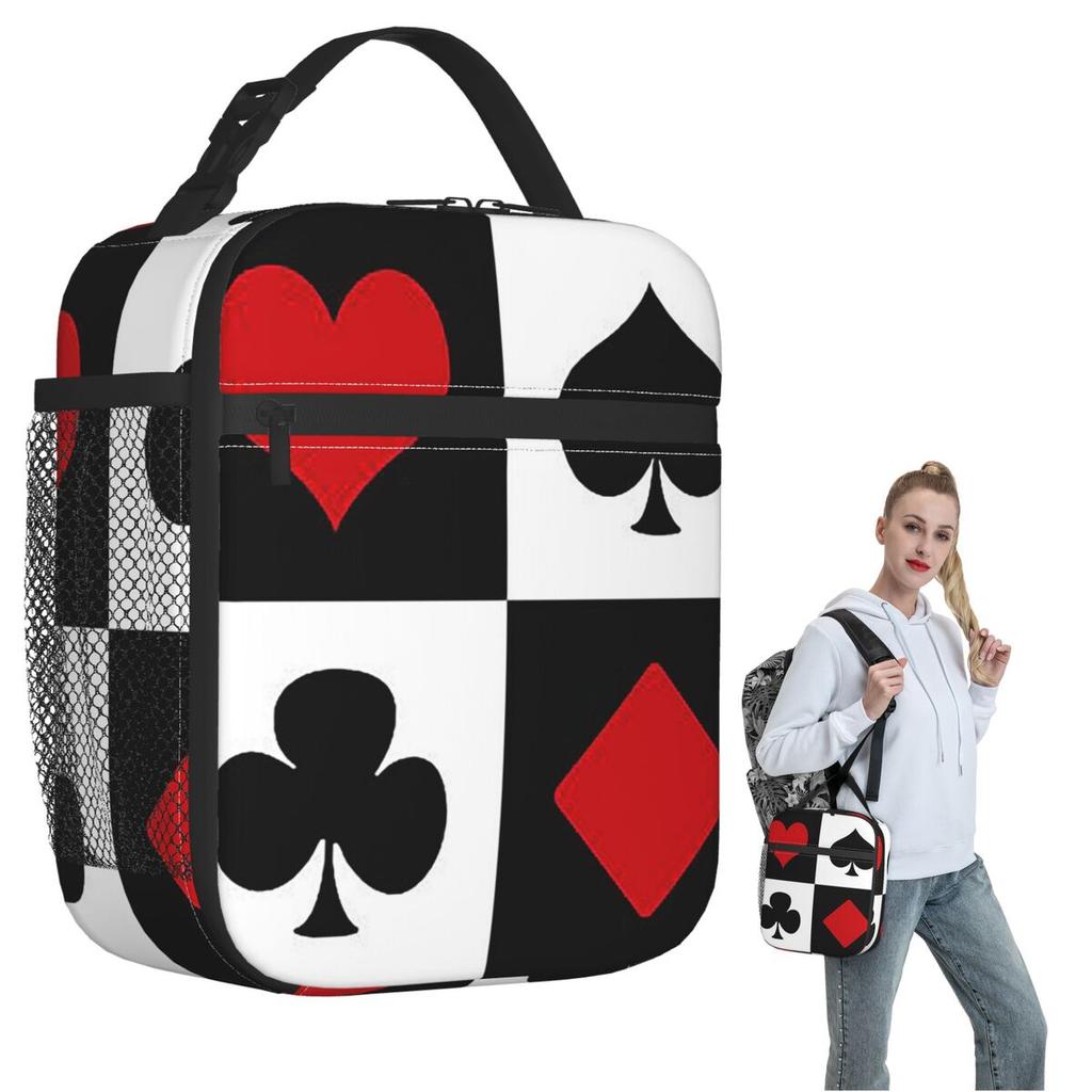 Playing Card Insulated Lunch Bag for Women Kids Portable Food Boxes Thermal Lunch Box Tote