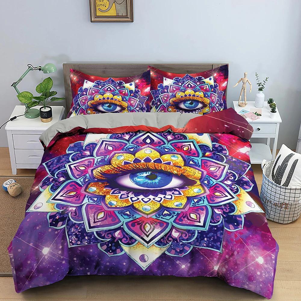 3D Blue Evil Eye Duvet Cover King Queen Size Psychedelic Magic Drawing Eyes Bedding Set Kids Teens Adults Polyester Quilt Cover