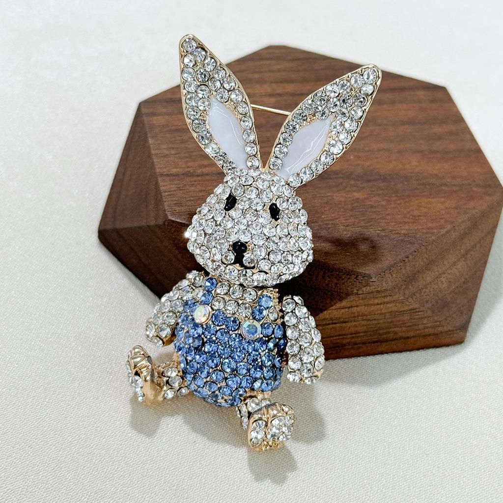 Rabbit Rhinestone Pin Brooch, Diamond Alloy Brooch, Little Rabbit Cute Animal Brooch Clothing Corsage
