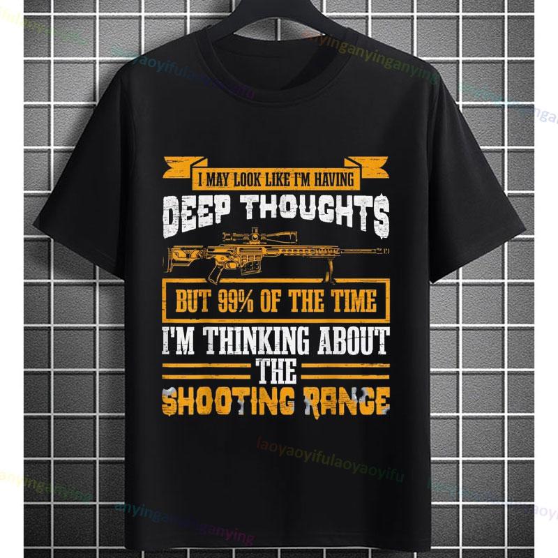 Im Thinking Long Range Shooting Sniper Graphic Tshirt 100 Cotton Short Sleeve Casual Streetwear Humor Style Tshirt