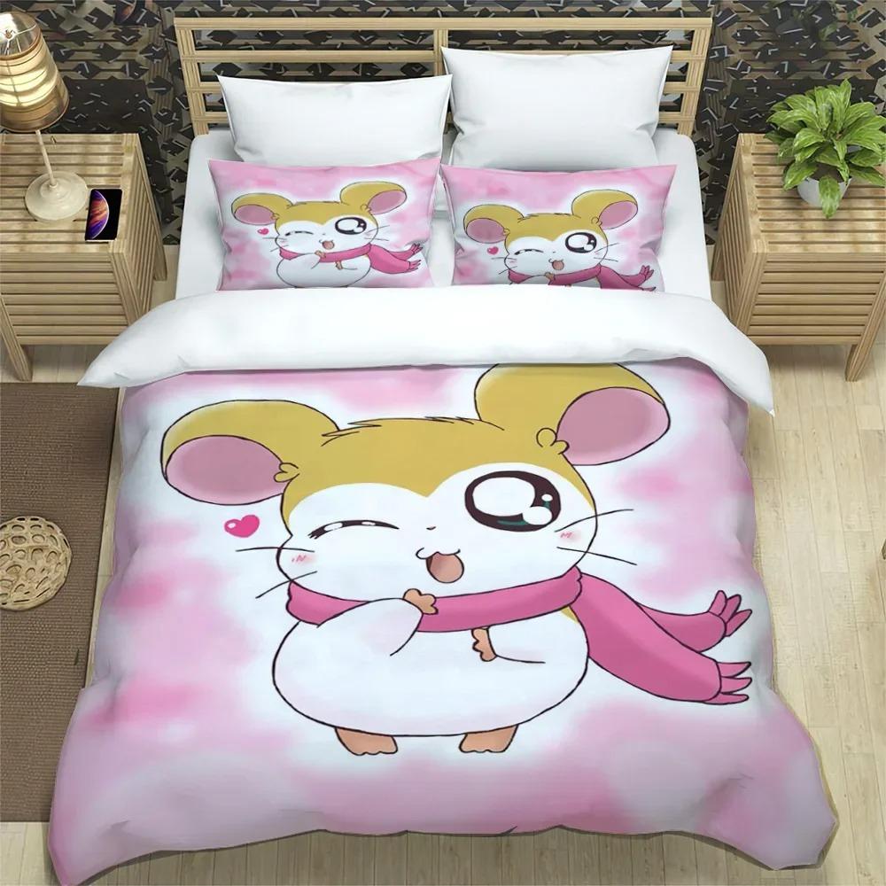 3D Printing Cartoon Lovely Hamtaro Bedding Set Duvet Cover Pillow Set Birthday Gift Boys Quilt Cover Bedding Home Textiles