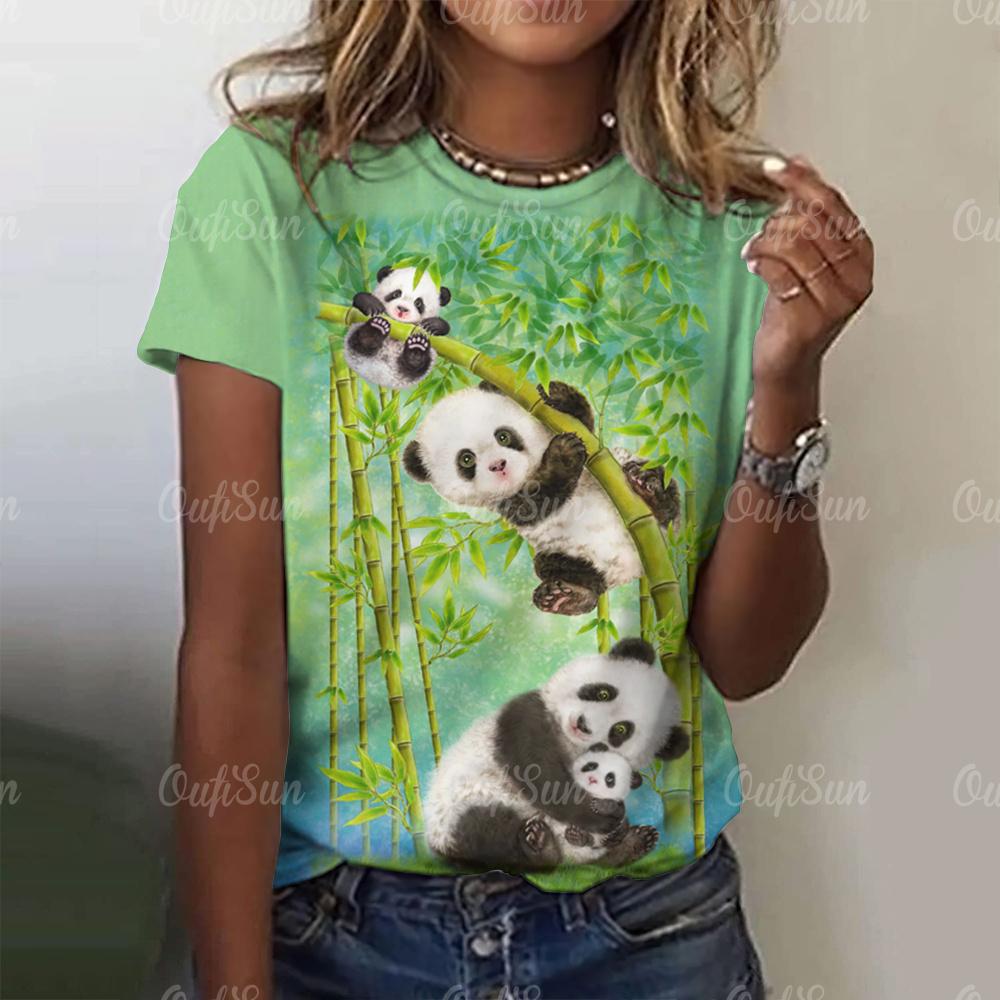 Vintage Kawaii Panda Anime Print T Shirt Funny Women Summer Casual Short Sleeve Tshirts Female Loose Tops Ropa Y2k Hombre Tees