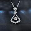 925 Sterling Silver Fan-Shaped Pendant Necklace for Women Korean Style Unique Design Moissanite Dangle Romantic Valentine's Day