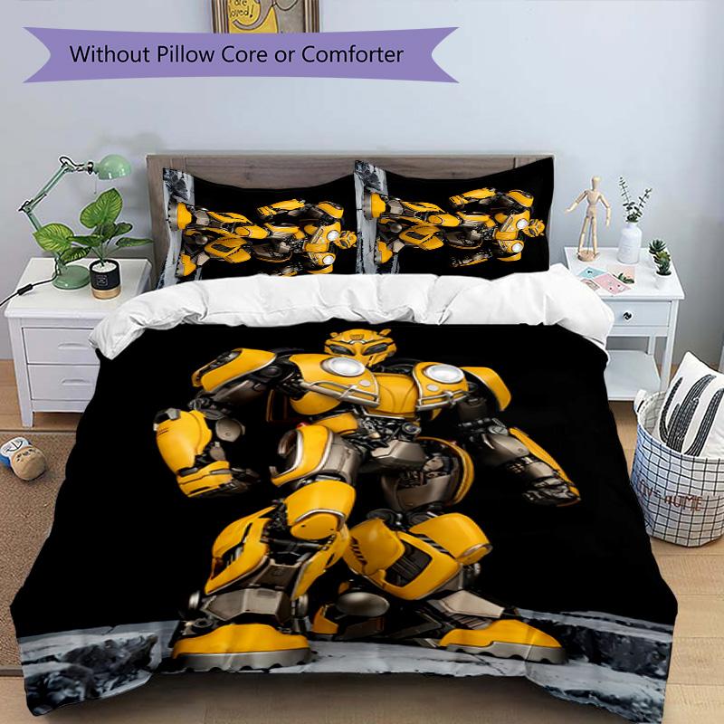 3pcs Bumblebee pattern bedding set duvet cover set includes duvet cover &pillowcases, perfect all season bedroom decoration & gift