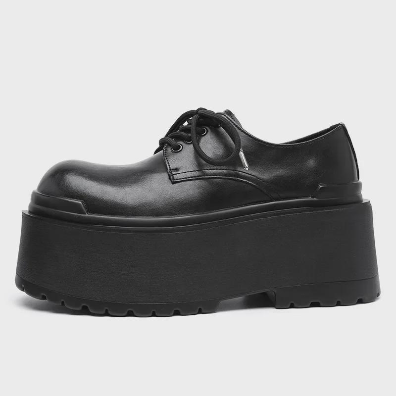 2024 Мужские кожаные туфли на сверхвысокой толстой подошве: Износостойкий, визуально увеличивающий рост, повседневный тренд осени/зимы (Модель 66645-Р)