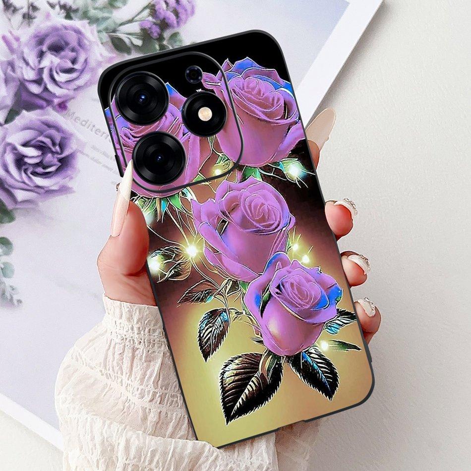 Чехол для телефона Tecno Spark 10 Pro Spark 10Pro 4G KI7 Элегантный Цветочный Кот Печать Мягкий Силикон TPU Чехлы