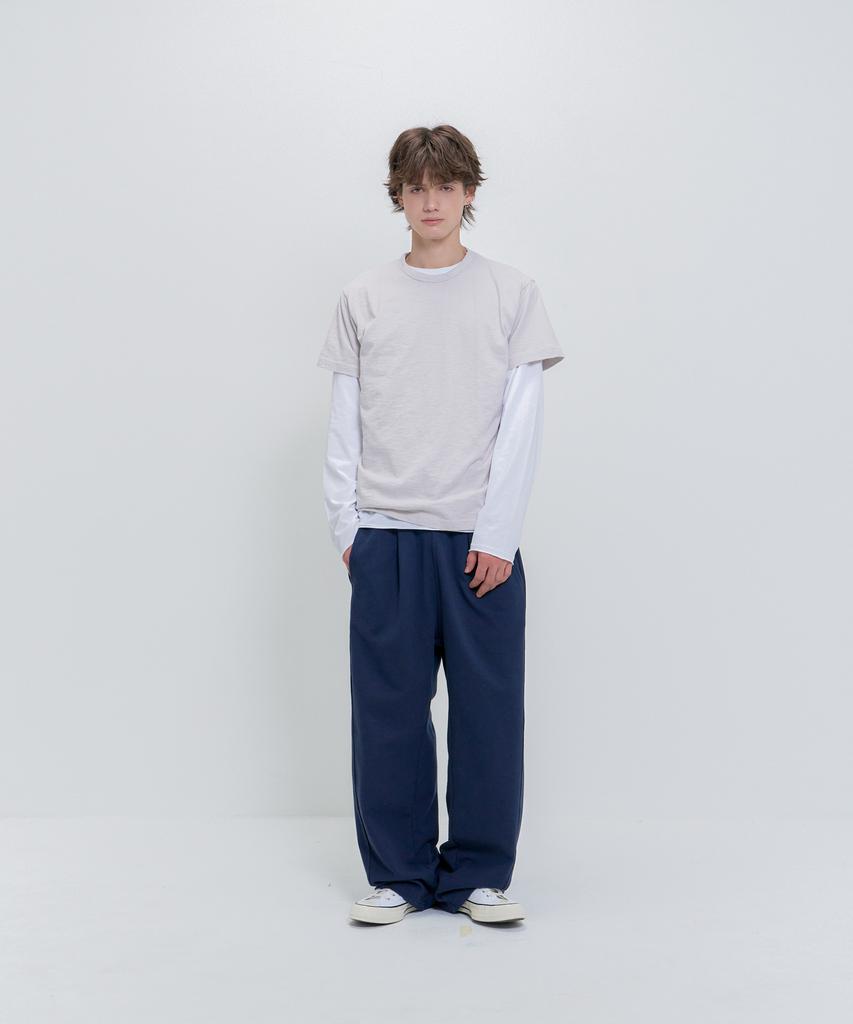 PSSHOPPER [2 Pack] Slub Short Sleeve, Cut-Out Long Sleeve Layered Set [Cocoa, White]