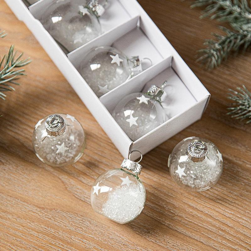 Праздничный подвесной декор Стеклянный прозрачный кулон-звезда Хрустальный стеклянный шар 4 см Рождественский шар Украшение для праздничного акцента
