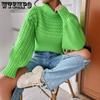 Autumn and Winter High Neck Pullover Long Sleeved Sweater Solid Color Knitted Sweater Top for Women