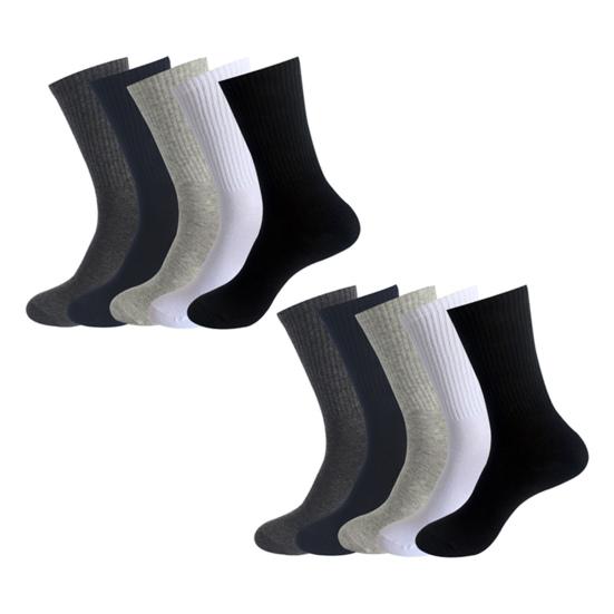 5 Pairs Cotton Crew Socks Stretchy Casual Calf Socks Ribbed