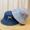 Denim Cotton Bucket Hat Wide Brim Flat Top Cap Creative Basin Hat Outdoor